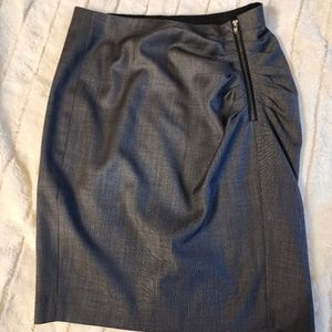 J CREW Charcoal Side Zip Ruched Pencil Skirt Size 00